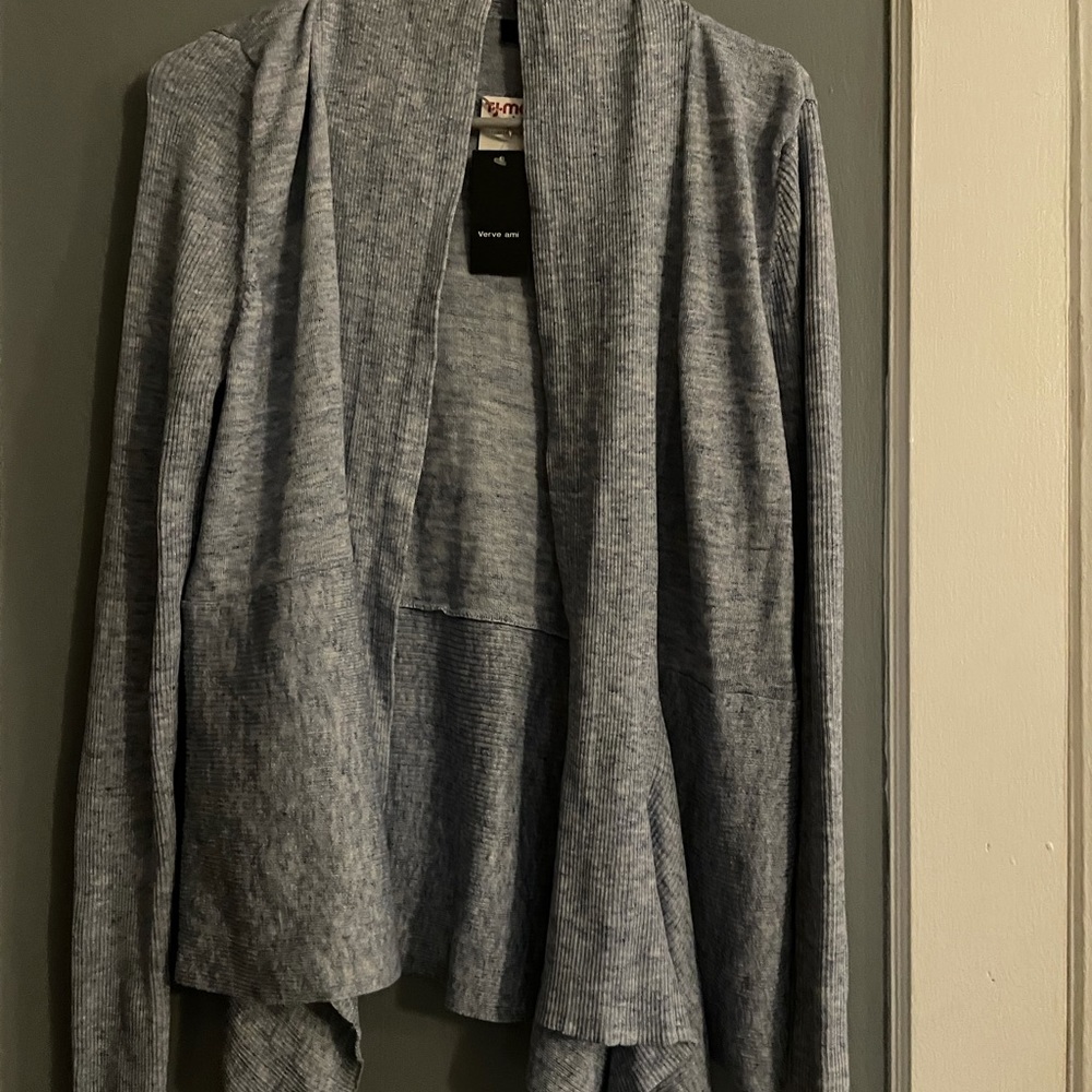 NWT Blue/White Open Shawl Sweater